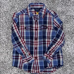 Polo by Ralph Lauren Navy and Red Plaid Shirt Boys 6